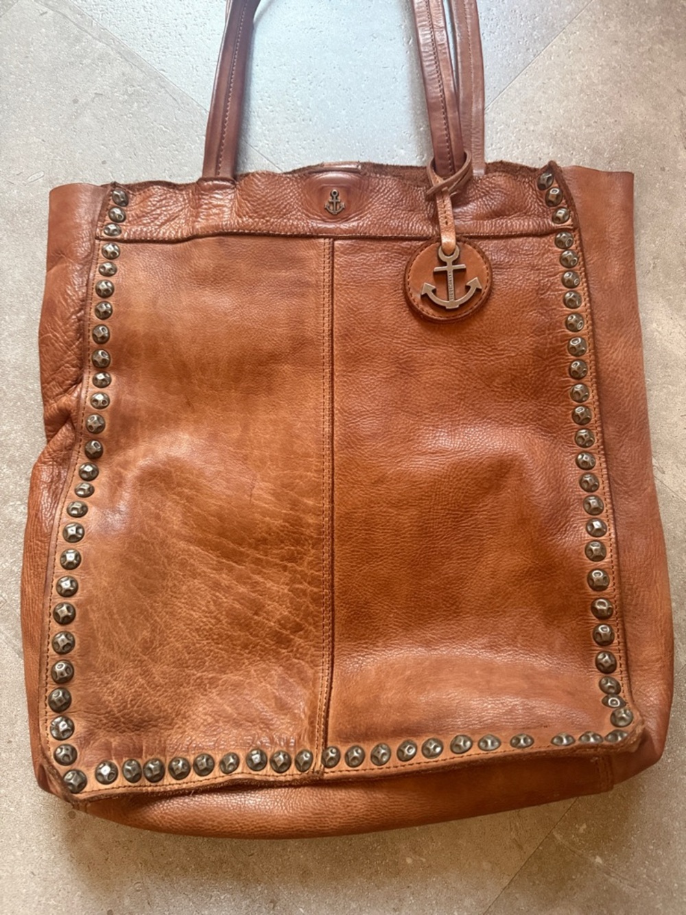 Barbour 2nd Stud-Trim Genuine Leather Tote in Rich Chestnut Brown - Picture 10 of 13
